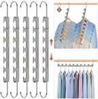 8 Pack Space Saving Hangers for Clothes, 6 to 9 Holes Expandable Heavy Duty Metal Hangers 80 Lbs Capacity, Magic Smart Hanger Closet Space Saver, Closet Organizers and Storage by Liangmall