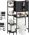 K2 Heavy Duty 7-Tier Over The Toilet Storage Cabinet（with Magnetic Doors & Adjustable Feet） Freestanding Above Toilet Shelf，Space Saver Bathroom Organizer 9.3" D x 31.5" W x 67.2" H，Black by Roxibelt