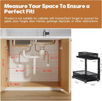 1 Pack Under Sink Storage Organizer with 2-Tier Slide Out Drawer, Sophisticated Mesh Pull Out Shelf for Kitchen & Bathroom, Fits Small Items, Upgraded Arched Track for Smooth Gliding-Black - Image 2