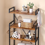 Huhote Over The Toilet Storage Rack with 3-Tier Bathroom Shelves, Space Saver Toilet Shelf, Bathroom Storage Organizer with Hooks for Over Toilet Storage and Shelf (Rustic Brown) - Image 5