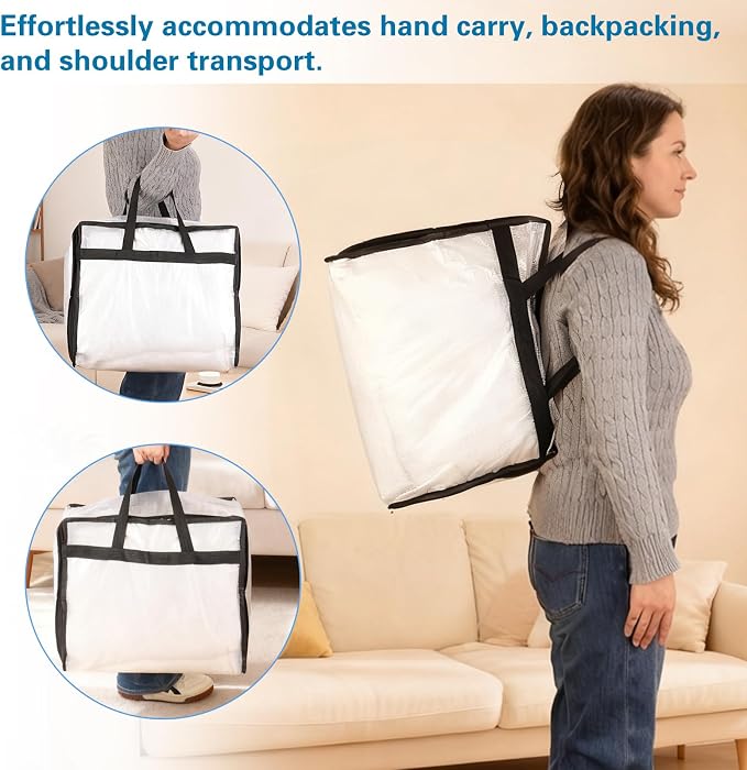 Fixwal Storage Bags 4 Pack 40L Mesh Clear for Blankets Clothes Sheets - Image 4