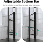 Kalrin Over The Toilet Storage with X Shape Side Guardrail, 3-Tier Over Toilet Storage Rack with Drain Basket, Freestanding Bathroom Organizer for Balcony Laundry, Pure Black - Image 7