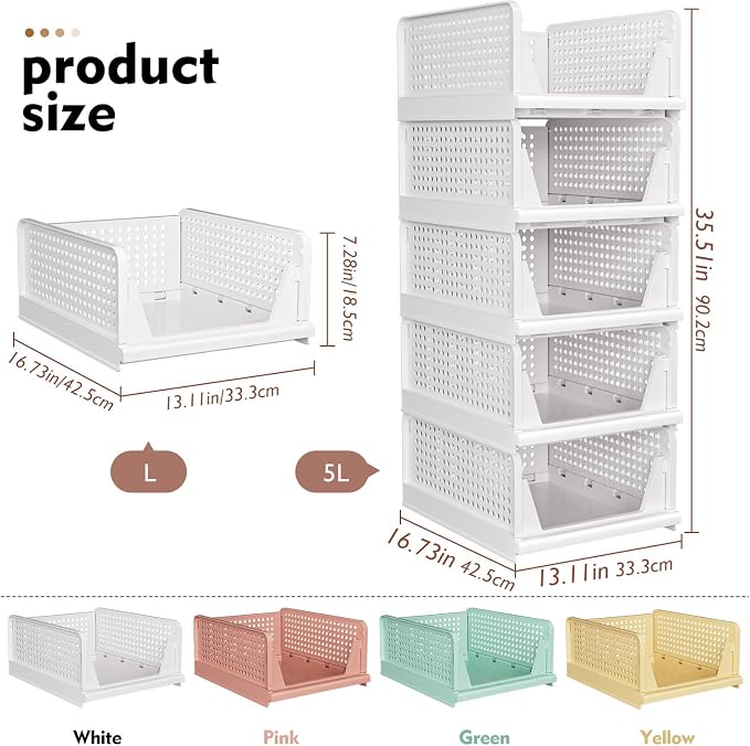 SNSLXH 5 Pack Closet Organizer Basket, Closet Organizers and Storage, Green - Image 2