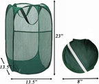 Pop Up Laundry Hamper, Reinforced Mesh Laundry Basket, Folding Clothes Storage Bin for Home, Dorm, Apartments, Travel (Green, Vertical) - Image 2