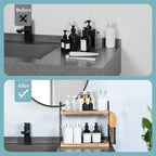 Uneviesyka Bathroom Counter Organizer, 2-Tier Standing Storage Shelf with Basket, Wood Tray for Skincare Vanity Organizer - Image 6