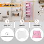 Hanging Closet Organizer 5-Shelf, Oxford Fabric Wardrobe Storage, Pink | Easy-mount foldable design holds clothes, handbags, shoes & accessories; washable Oxford fabric, sturdy and space-saving. - Image 6