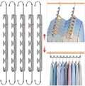 5 Pack Space Saving Hangers for Clothes, 6 to 9 Holes Expandable Heavy Duty Metal Hangers 80 Lbs Capacity, Magic Smart Hanger Closet Space Saver, Closet Organizers and Storage by Liangmall