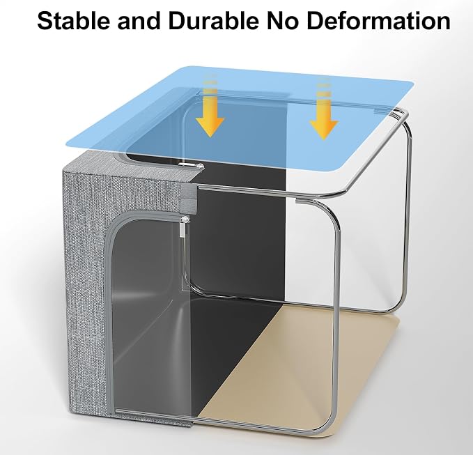 GoMaihe Clothes Storage Bins with Metal Frame for Closet, 40L 4-Pack Grey - Image 2