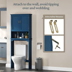 Yaheetech Over the Toilet Storage Cabinet, Bathroom Organizer, Navy Blue - Image 7