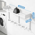 HUFAND Broom Holder Wall Mount, 27" Mop and Broom Organizer with Top Shelf - Image 2