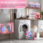 Zopeal 6 Pack Collapsible Mesh Laundry Basket, Pink, Single-layer - Image 4