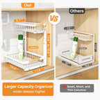 PXRACK Under Sink Organizer, Adjustable Height, 2 Tier Pull Out Under Cabinet Organizer, Slide Out Thickened Metal Under Sink Storage for Kitchen Bathroom Laundry Pantry Cabinet, White, Large-1-Pack - Image 2