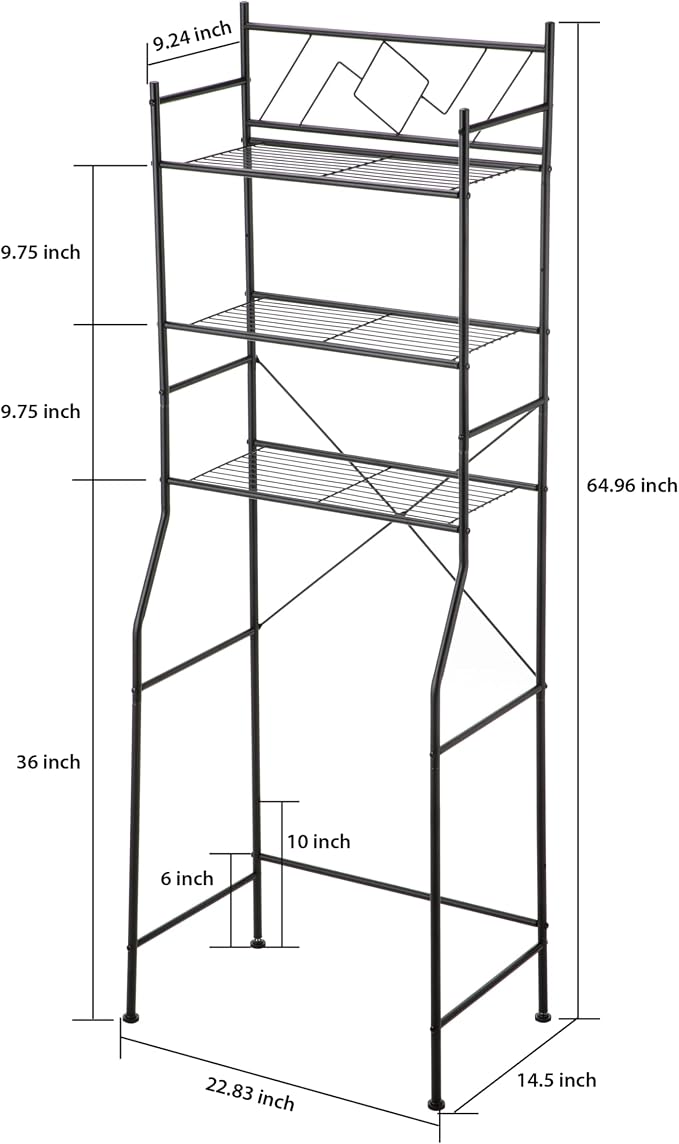 Home Zone Living Over-the-Toilet Bathroom Storage Cabinet Organizer - Image 2