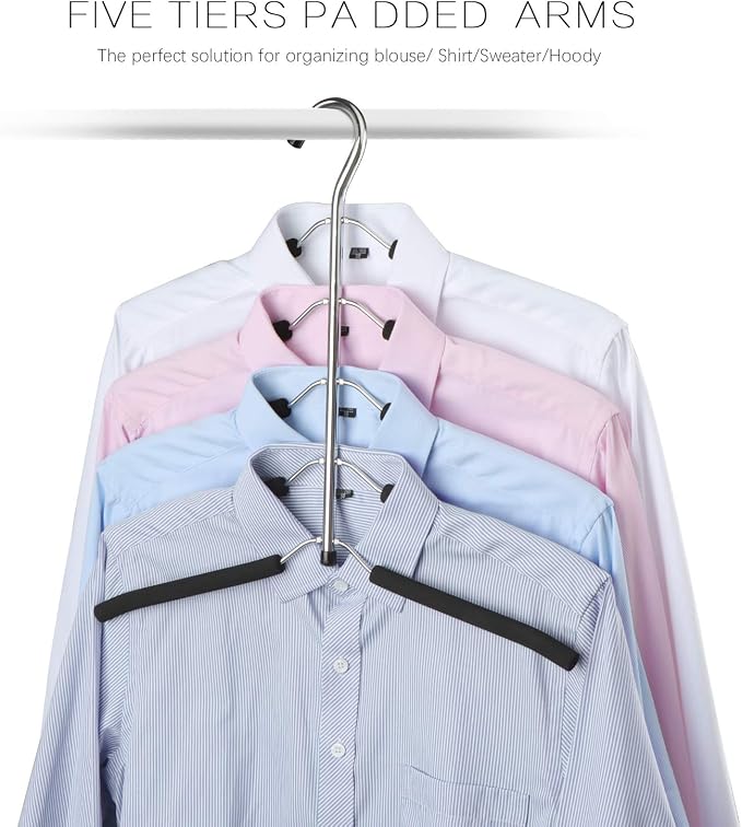 DOIOWN Blouse & Shirt Hangers - Non Slip Space Saving Stainless Steel Closet Organizer (2 Pack) - Image 4