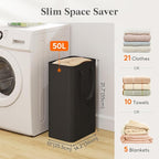 Lifewit Slim Collapsible Laundry Basket with Handles, 50L, Black - Image 2