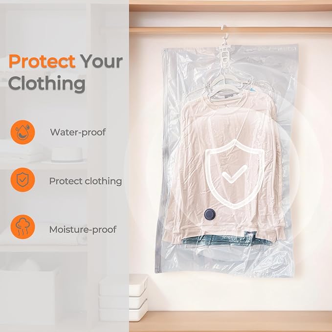 Vacbird Hanging Vacuum Storage Bags for Coats Bags Closet Storage 8 Combo - Image 6