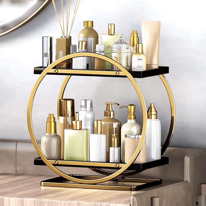 Makeup Organizer Vanity, Black Gold Perfume Organizer for Dresser - Image 9