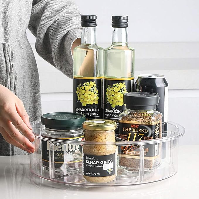 SANNO Round Lazy Susan RotatingTurntable Storage Container for Kitchen Cabinet, Pantry, Refrigerator, Countertop Food Safe Turntable Spice Rack for Cupboard,Spinning Organizes 2 - Image 4