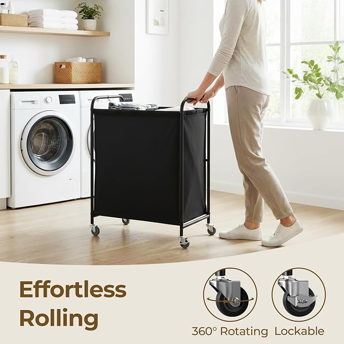 GRANNY SAYS 2 Section Laundry Sorter, 130L Large Hamper Basket with Wheels - Image 5