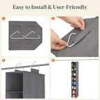 Lifewit 8 Section Hanging Shoe Storage Organizer for Closet Foldable, Gray | Folding Shoe Racks, Fabric Shoes Storage with Two Hangers, Closet Organizers and Storage for Wardrode, Dorm - Image 5