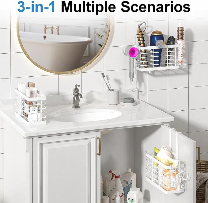 Sevenblue 2026 Upgraded 3-in-1 Universal Hair Tool Organizer, L Size, White - Image 4
