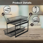 IBERG 2 Tier Bathroom Organizer Under Sink with Pull Out Drawer (Black) - Image 3
