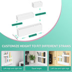 Acrylic Straw Organizer for Cabinet Door - 5.8'' White Adjustable 3-Part Reusable Drinking Straw Holder Dispenser Kitchen Accessories Container Cupboard Door Mounted - Image 5
