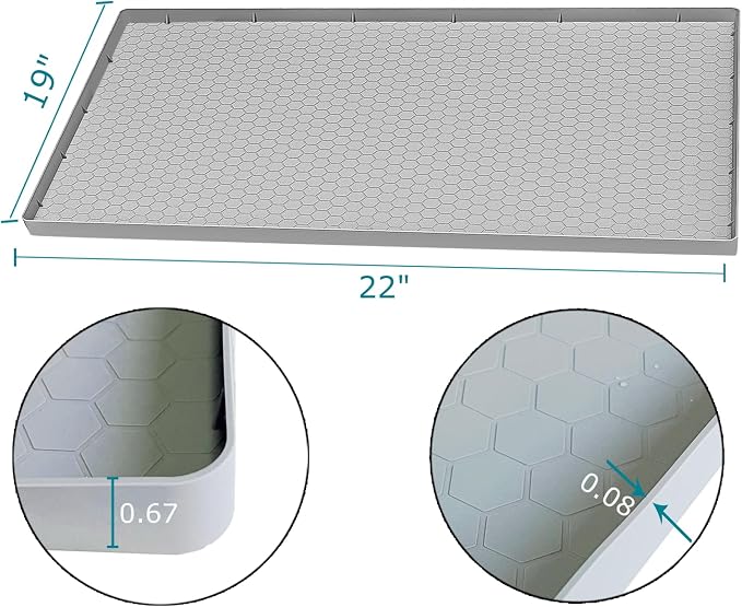 Under Sink Mat 22 x 19, Silicone Under Sink Protector Mat for Kitchen Waterproof, Easy to Clean Bathroom Cabinet Mat Organizers and Storage, Light Grey - Image 2