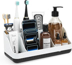 Bathroom Counter Organizer and Storage, 7 Slots Detachable Toothbrush Holders for Bathrooms, Anti-Slip Electric Toothbrush and Toothpaste Holder Countertop Vanity Organizer Accessories for Adults Kids by Homtalker