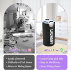 95L Large Laundry Hamper for Adult, Foldable Black Laundry Basket with Soft Handles, Freestanding Dirty Clothes Hampers, Portable Laundry Bin for Flat, Bathroom, Black - Image 4