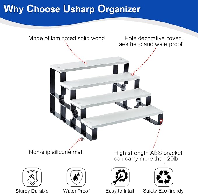 4 Tier Wood Makeup Organizer, Perfume Display Stand for Bathroom - Image 6