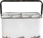Creative Co-Op Metal Caddy with 6 Compartments, Handle, and Distressed Enamel Finish, White and Black - Image 5