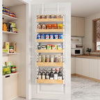 6-Tier Over The Door Pantry Organizer, Heavy-Duty Metal Wall Mount or Hanging Spice Rack, behind the door storage Shelves with Adjustable Basket, Back of Door Organizer for Kitchen Cabinet and Closet - Image 4