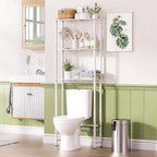 AmazerBath Bamboo Over The Toilet Storage Shelf, 3-Tier Bathroom Over Toilet Organizer Rack, Over Toilet Shelf, Space Saver, White by AmazerBath