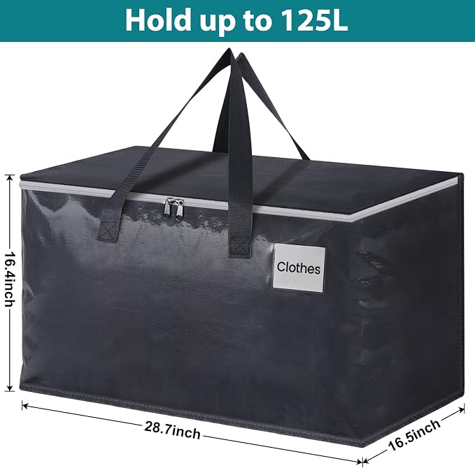 Fabspace Heavy Duty Moving Bags, 125L Collapsible Storage Totes, 6-Pack - Image 2