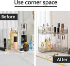 shuang qing 2-Tier Corner Bathroom Counter Organizer – Classic Storage Shelf for Makeup, Perfume & Toiletries, Space-Saving Countertop Tray Fits Bathroom, Dresser, Kitchen (Slate Gray) - Image 3