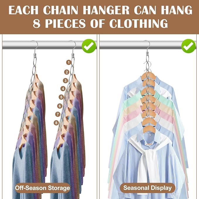 80 Holes Clothing Chain Hangers: 10 Pack Metal Space Saving Hangers - Image 3