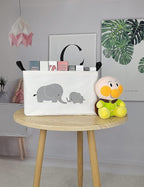 Collapsible Laundry Basket with Side Handles, Parent Child Elephant - Image 6