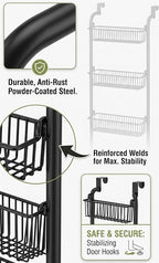 Over The Door Organizer, 6-Tier Carbon Steel Heavy Duty Hanging Storage, Kitchen Spice Rack Behind Door Caddy Shelf For Bathroom, Closets, Seasonings & Space Saver, Easy To Install - Image 5