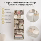 GRANNY SAYS Hanging Closet Organizer, 3 Drawers, 6 Shelves, Beige | Hanging Closet Organizer with 3 Different Drawer Designs, 6 Shelves & Reinforced Structure for Organized Small Spaces - Image 5