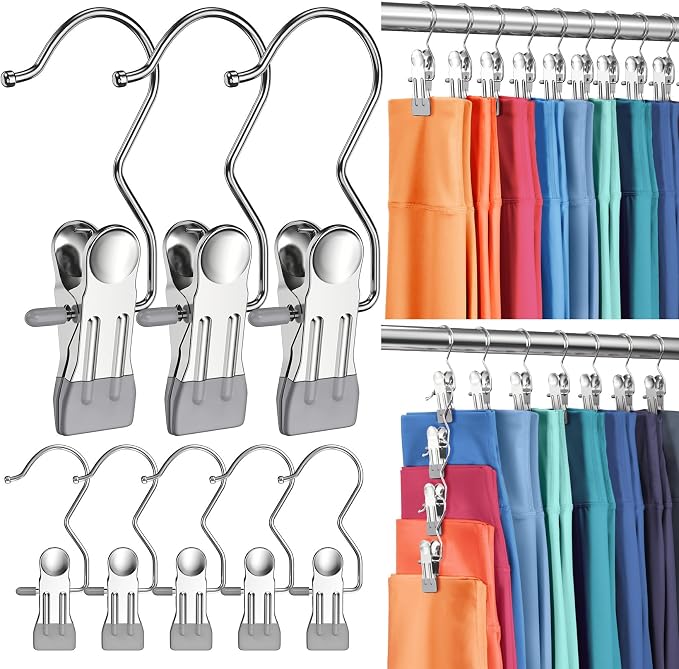 30 Pack Pants Hangers with Clips,Legging & Jean Hangers for Closet Hanging | Space Saving Clip Hangers for Yoga Pants, Jeans, Shorts, Skirts and Hats,Closet Organizers and Storage,Gray by DOIOWN