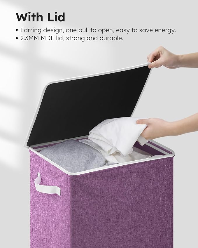 SOLEDI 100L Laundry Hamper with Lid, Large Collapsible Laundry Basket - Image 5