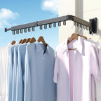 HEILAIYI Clothes Drying Rack,Laundry Drying Rack,Wall Mounted Clothes Rack,Laundry Rack Wall Mount,Folding Retractable Collapsible Drying Rack Clothing (Three-Poles,Loop Shape Hooks) - Image 4