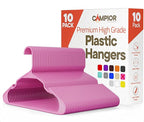 Pink Plastic Hangers 10 Pack– Heavy-Duty Plastic Hangers Slim and Space-Saving, Durable and Lightweight PP with Non-Slip Shoulder Notches for Slip Dresses, Suits, Jackets & Camisoles by Campior