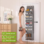 Over the Door Shoe Organizer for 16-20 Pairs, Gray - Image 5