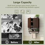 RUSTOWN Fluted Bathroom Wall Cabinet with 2 Doors, 3-Tier Medicine Cabinet - Image 9