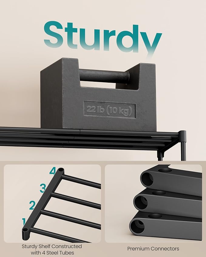 SONGMICS Shoe Rack, 3-Tier Stackable Metal Shoe Organizer, 17.7" Wide - Image 4