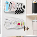2 Pack Tumbler Lid Organizer, Over Cabinet Door Cup Lid Organizer, Self-Adhesive Tumbler Lid Hook, Tumbler Lid Holder for Kitchen Organizers and Storage by KEEPEE