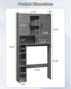 Vabches Over The Toilet Cabinet with 2 Barn Doors & Sliding Door, Grey - Image 2