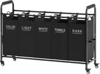 Tajsoon 5 Bag Laundry Sorter, 5 Section Laundry Hamper with Wheels, Black by Tajsoon